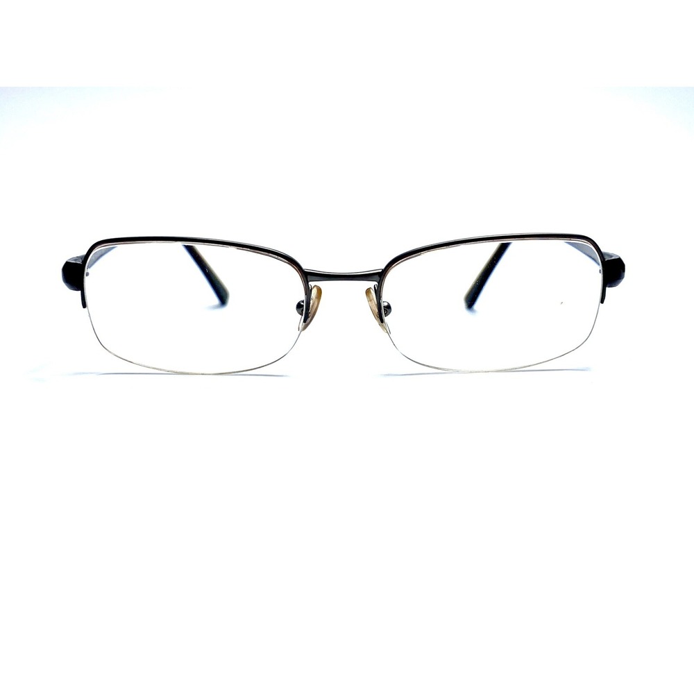 Prada Matte Silver Rectangular Glasses Brown Temples Italy VPR58E 54 18 135